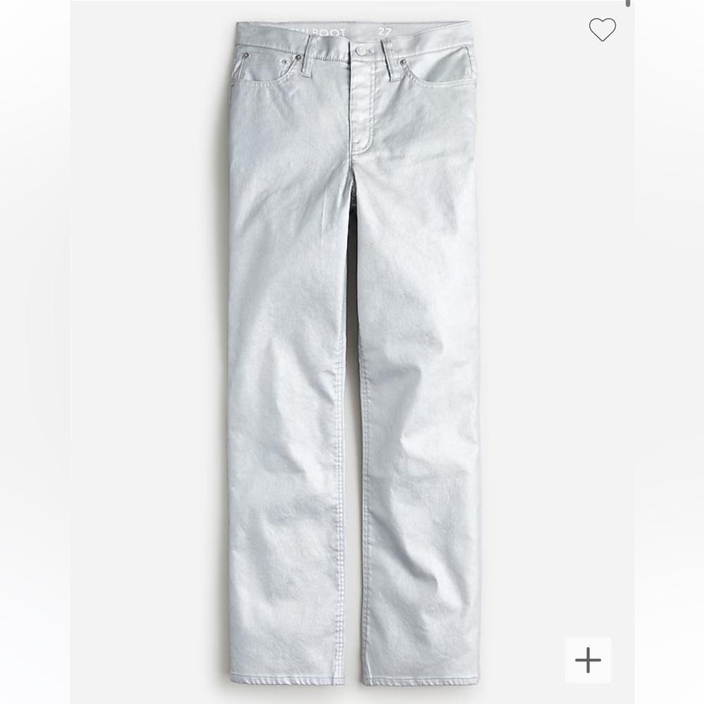 J CREW SLIM DEMI BOOT JEAN IN COATED SILVER